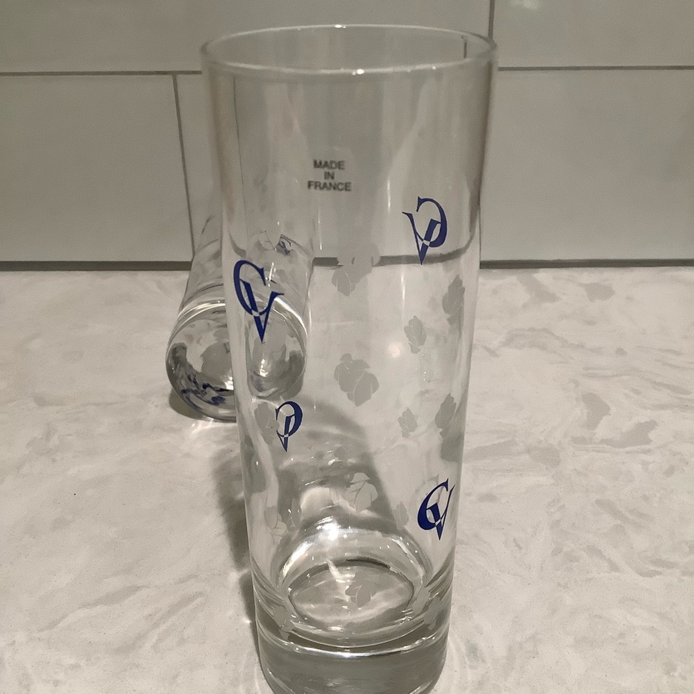 Courvoisier France Highball Etched Logo Glasses